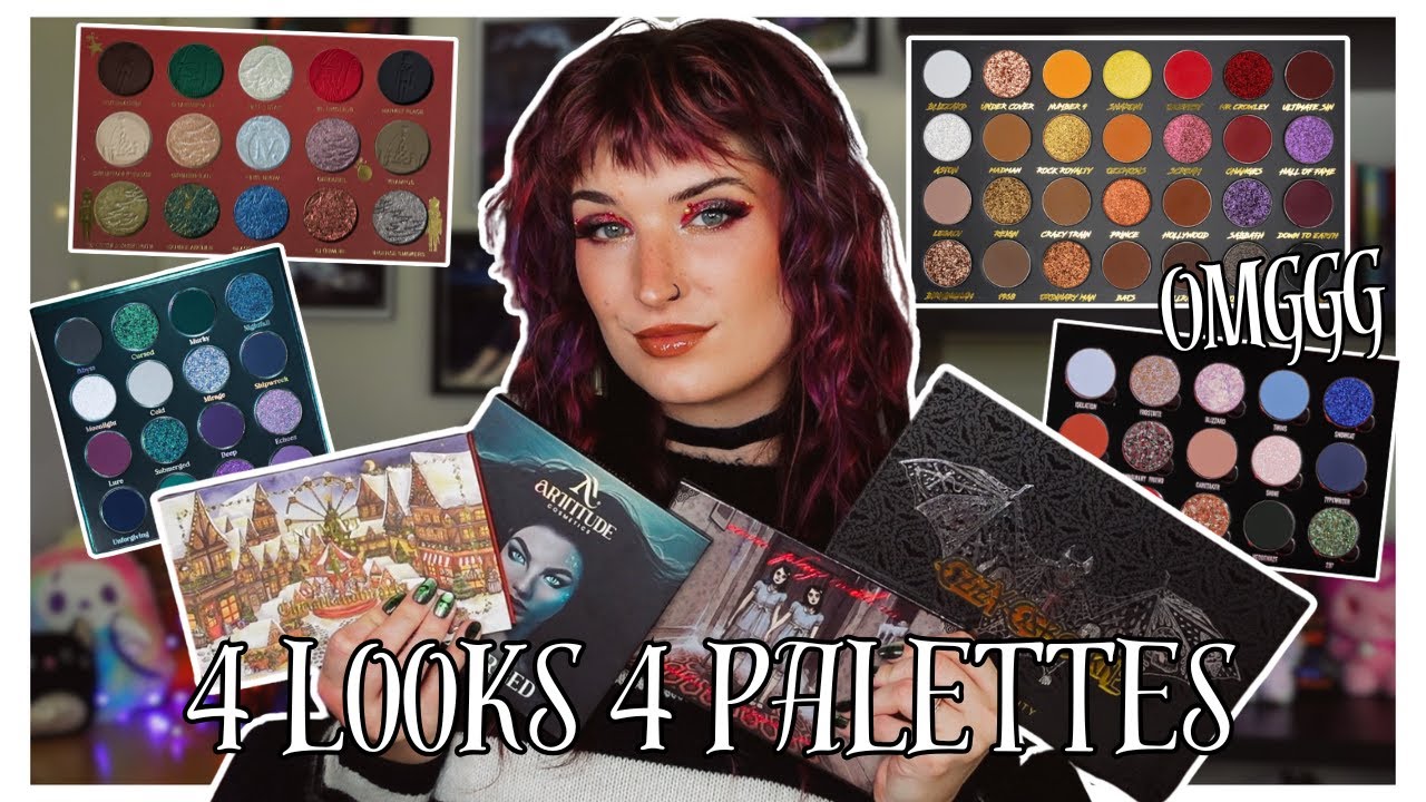 YouTube post by @battybean for Nomad Cosmetics. Caption reads: 4 looks 4 palettes!! | come play with us,....