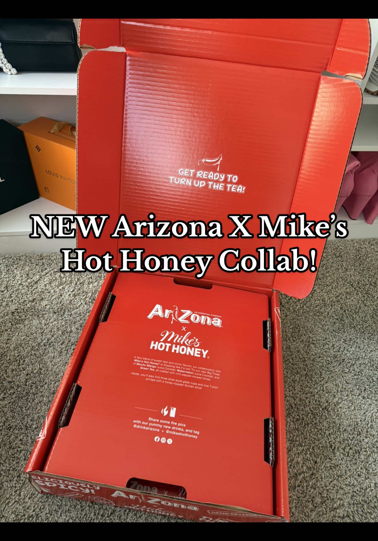 TikTok post by @riyma.ream for Mike's Hot Honey. Caption reads: Bookies @AriZona Iced Tea & @Mike’s Hot Honey....
