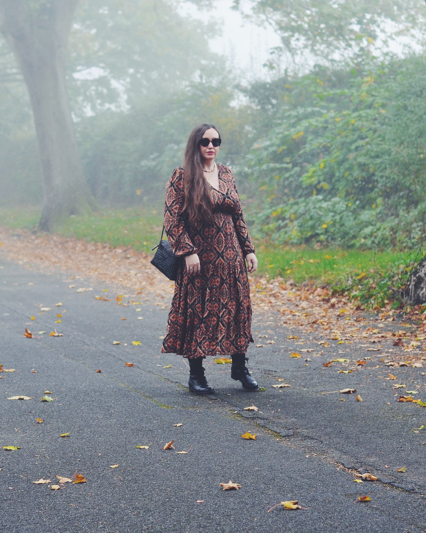 Instagram post by @jacquardflower for New Look. Caption reads: Outfit of the day ❤️ 

Autumn dress - @newlook....