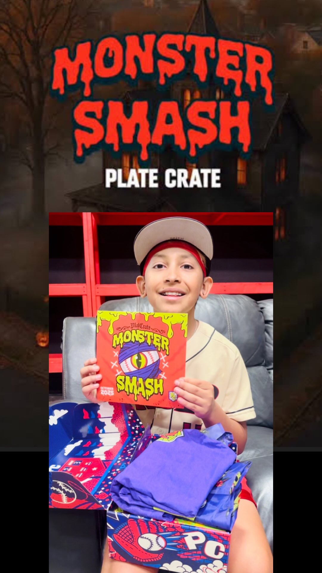 Instagram post by @mateo_the_baseball_kid for Plate Crate. Caption reads: This @platecrate is SCARY good 👻⚾️ I had too much....