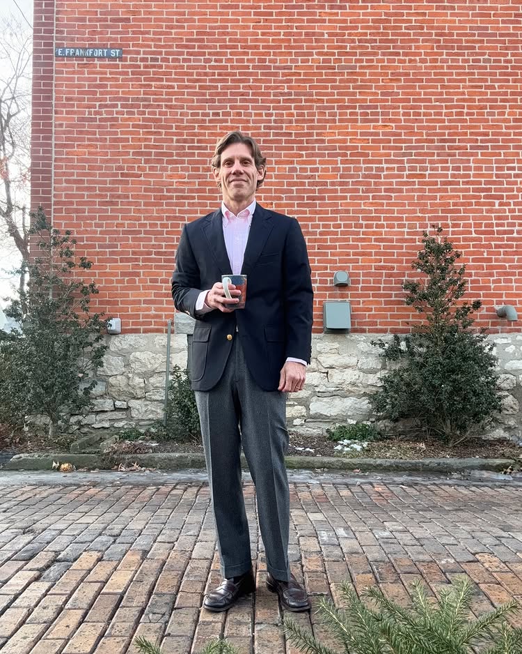 Instagram post by @oxfordclothbuttondown for Proper Cloth. Caption reads: I always found the idea of making custom pants....
