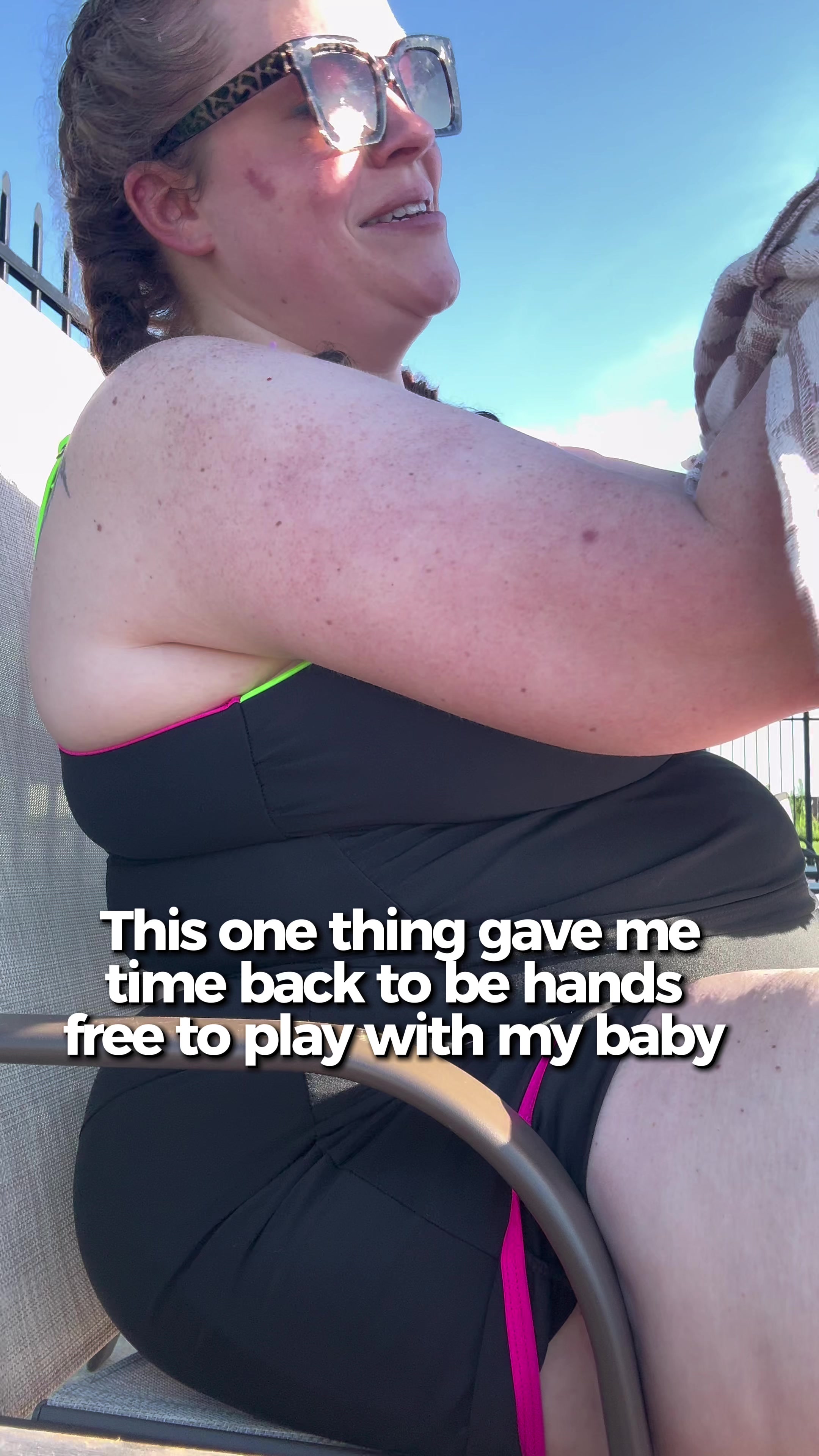 TikTok post by @brityler_ugc for Sand Cloud. Caption reads: [...] with my baby?! Give me 14 more!! 😍🤣 @Sand....