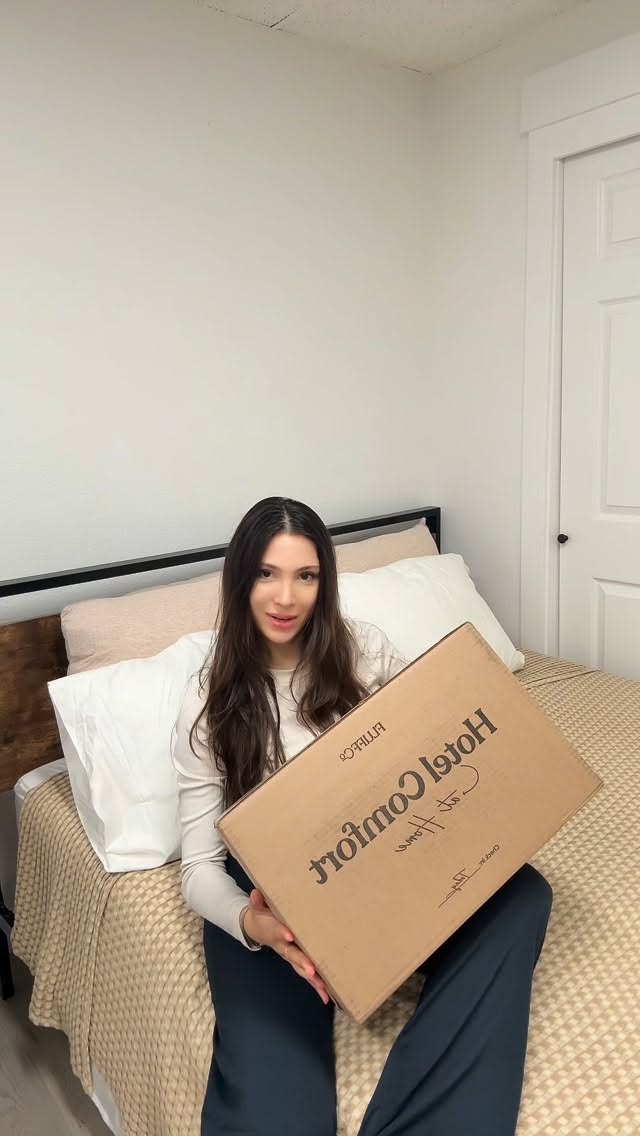 Instagram post by @herafery.gasimova for fluff. Caption reads: [...] sleep starts with the right pillow. This....