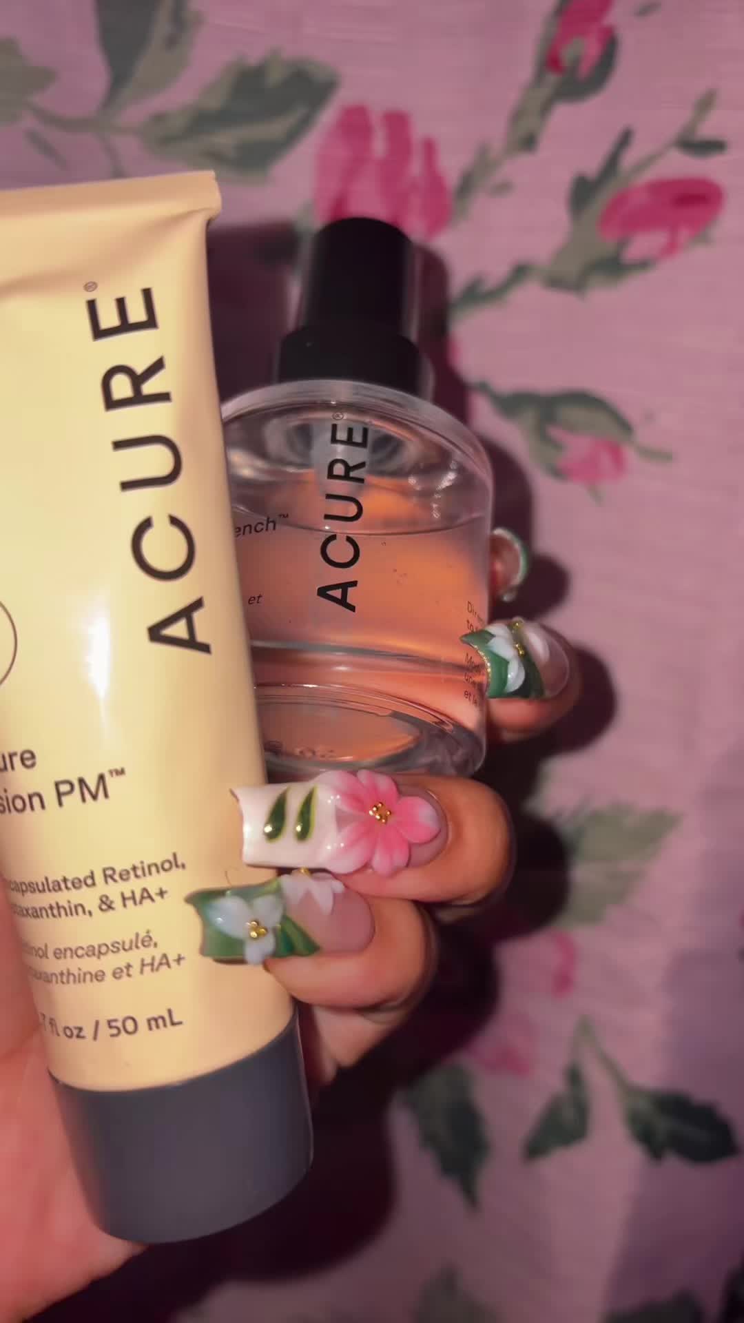 TikTok post by @rachyrachh_ for Acure. Caption reads: [...] super “drench” glass serum is soo tea @Acure....