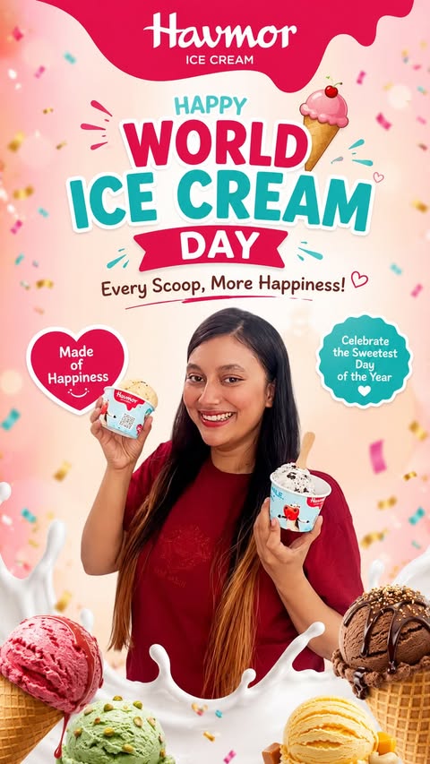 Instagram post by @___mirza_art___ for Havmor. Caption reads: [...] amazing offer on World Ice cream Day....