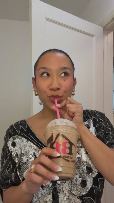 Instagram post by @yasmeengarcia for Baskin-Robbins. Caption reads: date night GRWM 🫶 had to try out @baskinrobbins....