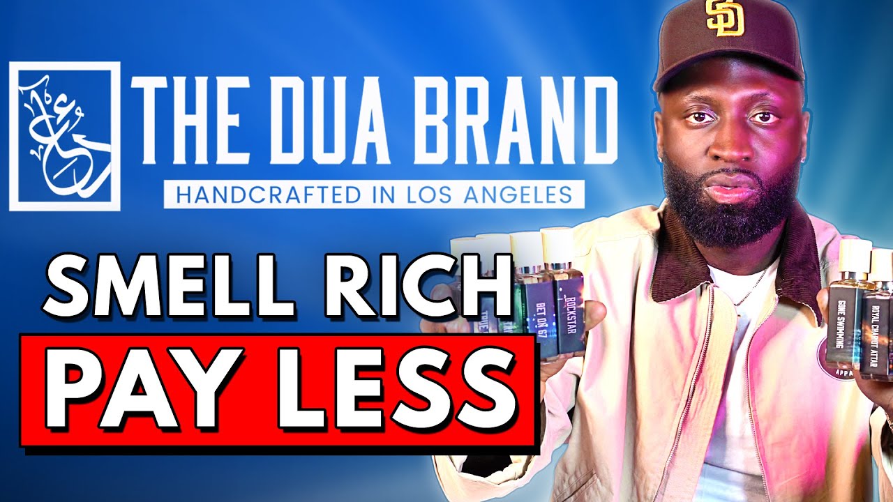 YouTube post by @WarrenTafah for The Dua Brand. Caption reads: Why Designer Brands FEAR This DUPE Fragrance House.