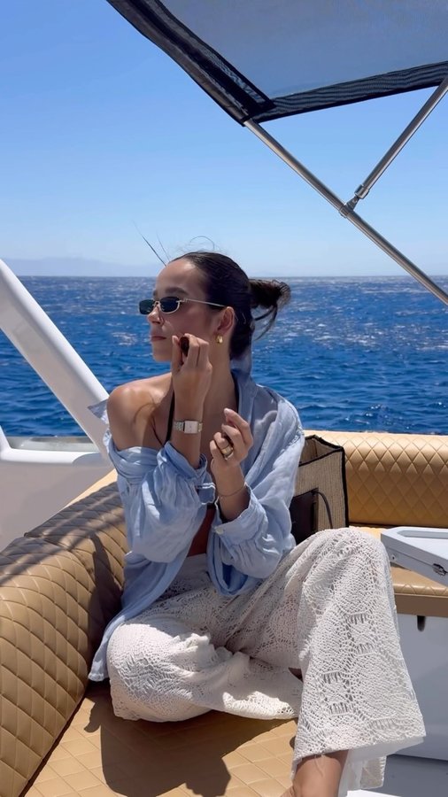 Instagram post by @rutaenroute for Cay Skin. Caption reads: Sun’s out, SPF on!☀️✨ Partnered with @cayskin to....