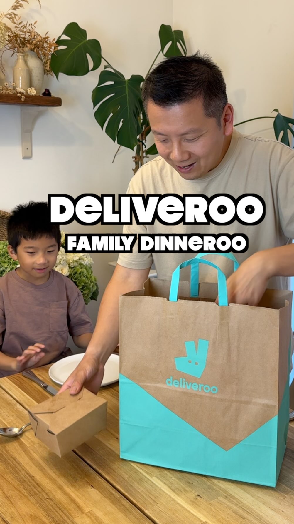 Instagram post by @theolivetreefamily for Deliveroo. Caption reads: AD | @deliveroo just made family mid week dinners....