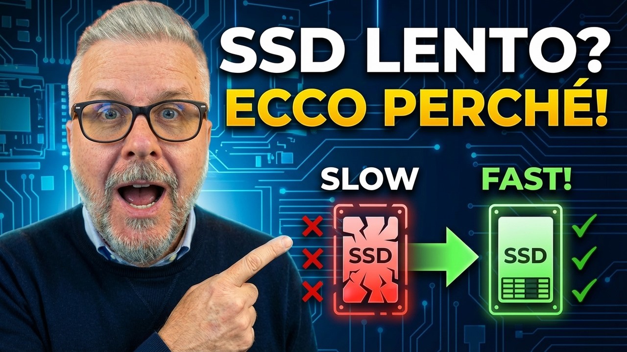 YouTube post by @gentiluomodigitale for NordPass. Caption reads: Is your SSD slowing down? Here's the real reason..