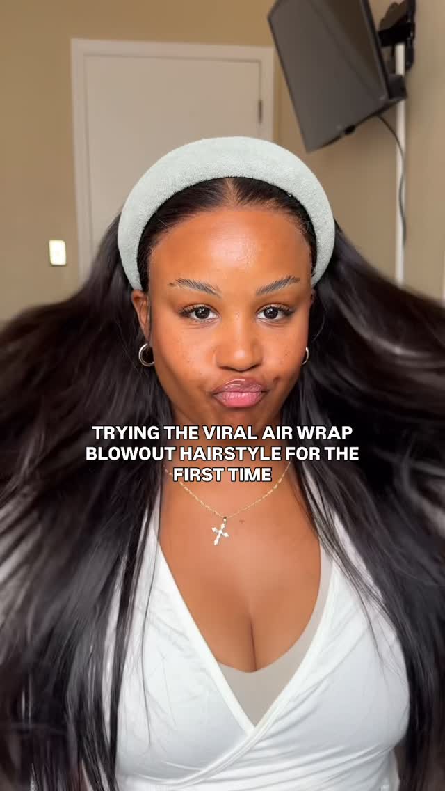 Instagram post by @nikkivontaya for BondiBoost. Caption reads: First time trying a airwrap blow out and now that....