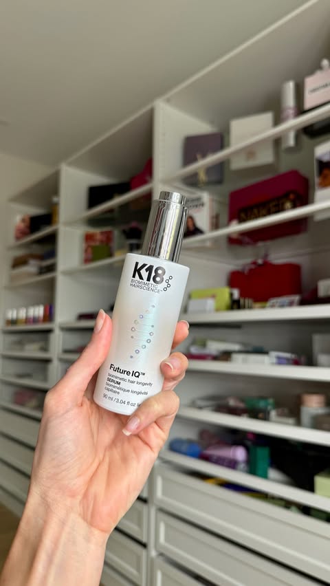 Instagram post by @sarah_wolak for K18 Hair. Caption reads: 120 days of using my @k18hair FuturelQ Biominetic....