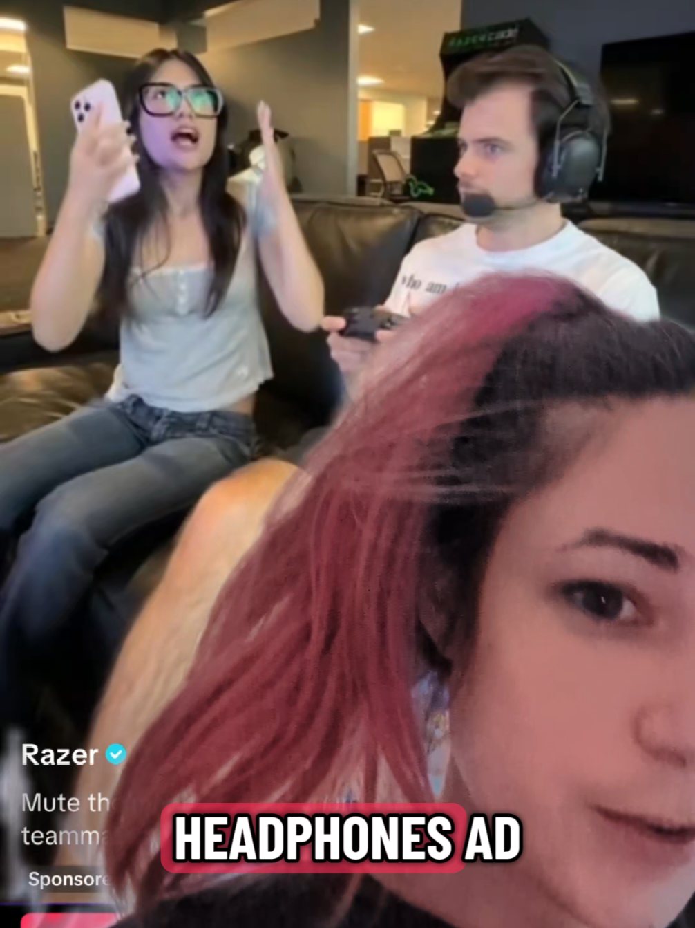 TikTok post by @furiouscoconut for Razer. Caption reads: yikes from me @Razer  #razer #greenscreen .