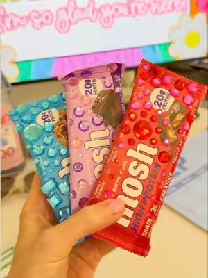 TikTok post by @elizabethryansc for MOSH. Caption reads: Little Gems✨ The BEST protein bars from @Mosh 🍪✨....