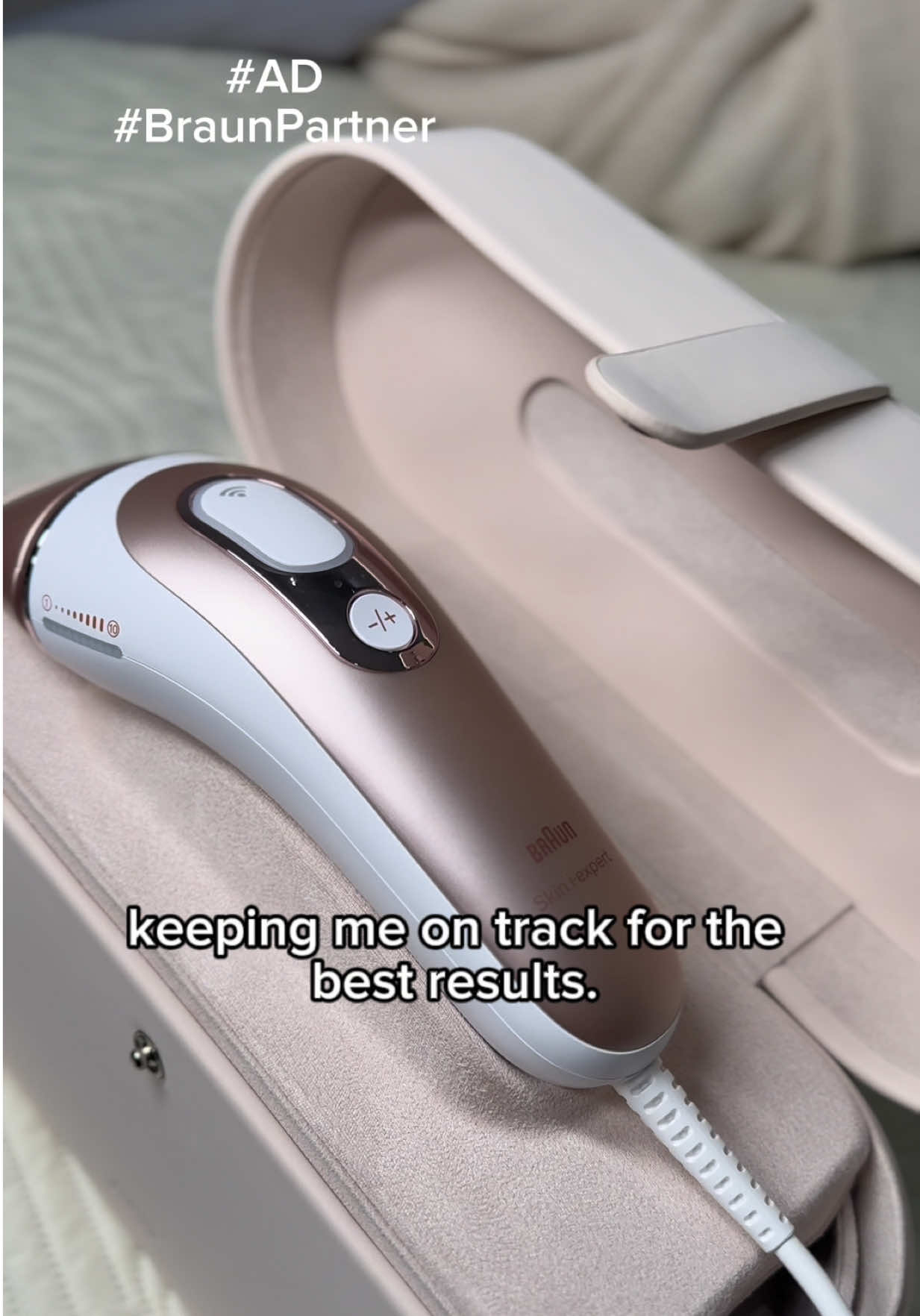 TikTok post by @ugc_tinatin for Braun. Caption reads: #ad #BraunPartner @BraunBeauty Tired of shaving....