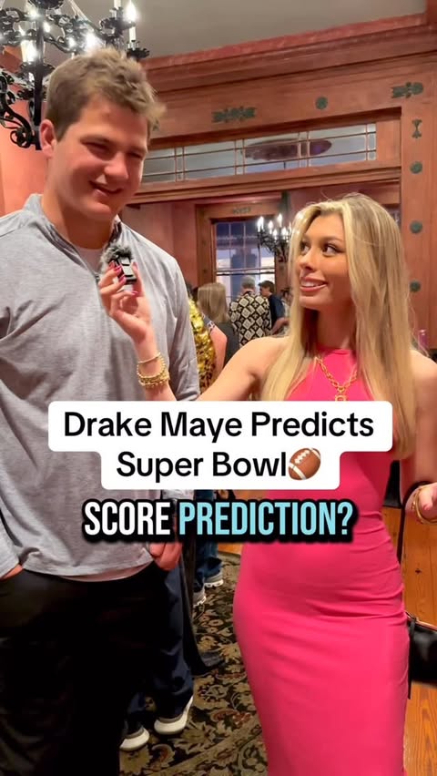 Instagram post by @surferpeighton for BetOnline.ag. Caption reads: Drake Maye told me his Super Bowl Prediction last....