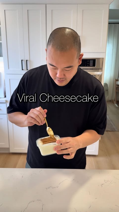 Instagram post by @_yourbasicdad for Lifeway Foods. Caption reads: I keep seeing the viral Japanese cheesecake so I....