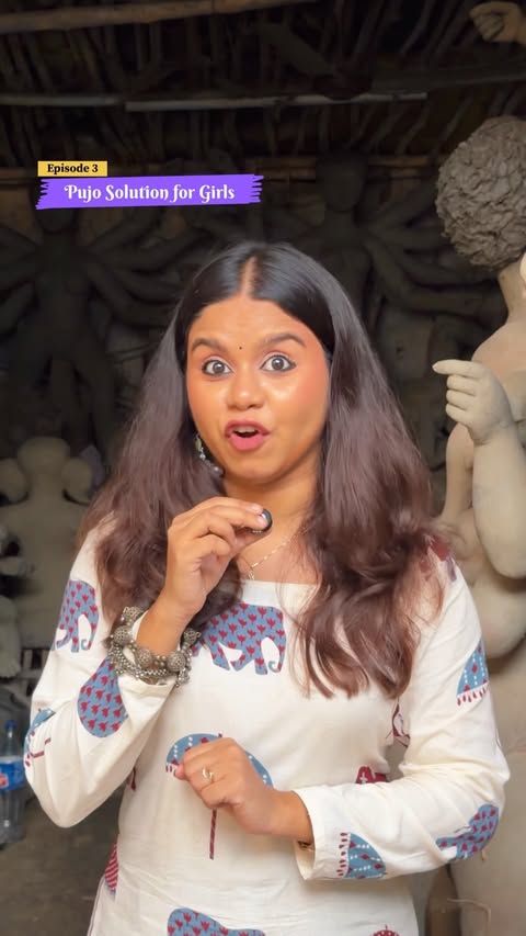 Instagram post by @poushali.this.side for Fixderma. Caption reads: Pujo Solution for Girls 😎 . Comment “Link” . .....