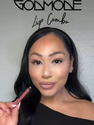 TikTok post by @_xo_karii for Godmode Beauty. Caption reads: [...] found the perfect lip combo from @GODMODE....