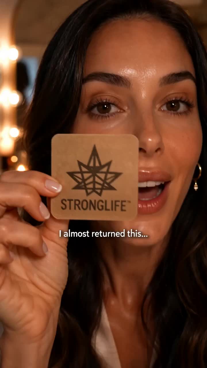 TikTok post by @richy.drinkbeer for Stronglife. Caption reads: Stronglife collagen 5 in one Patch #skincarehack....
