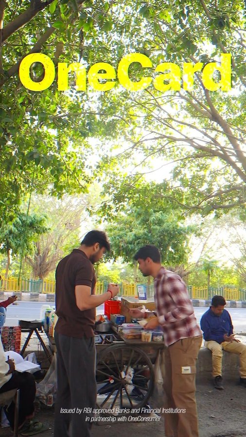 Instagram post by @myselfrachit for OneCard. Caption reads: The Lifetime Free Metal One Credit Card, comes....