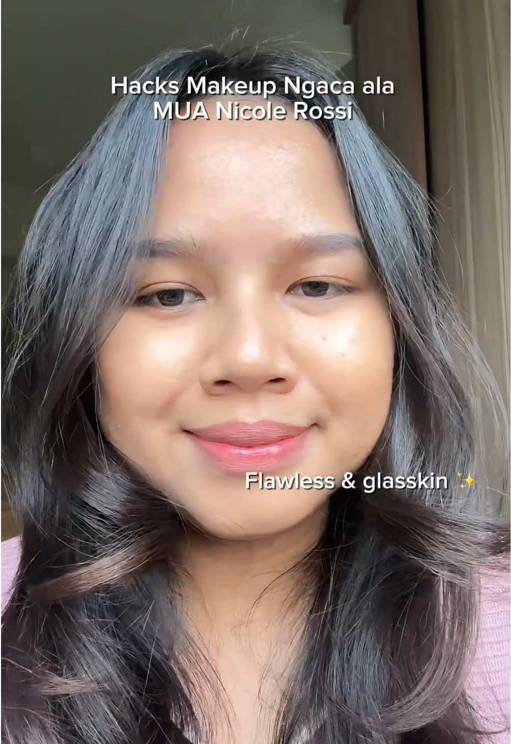 TikTok post by @blestore.id for Glow & Lovely Arabia. Caption reads: Rahasia Makeup makin nempel , Flawless dan ada....