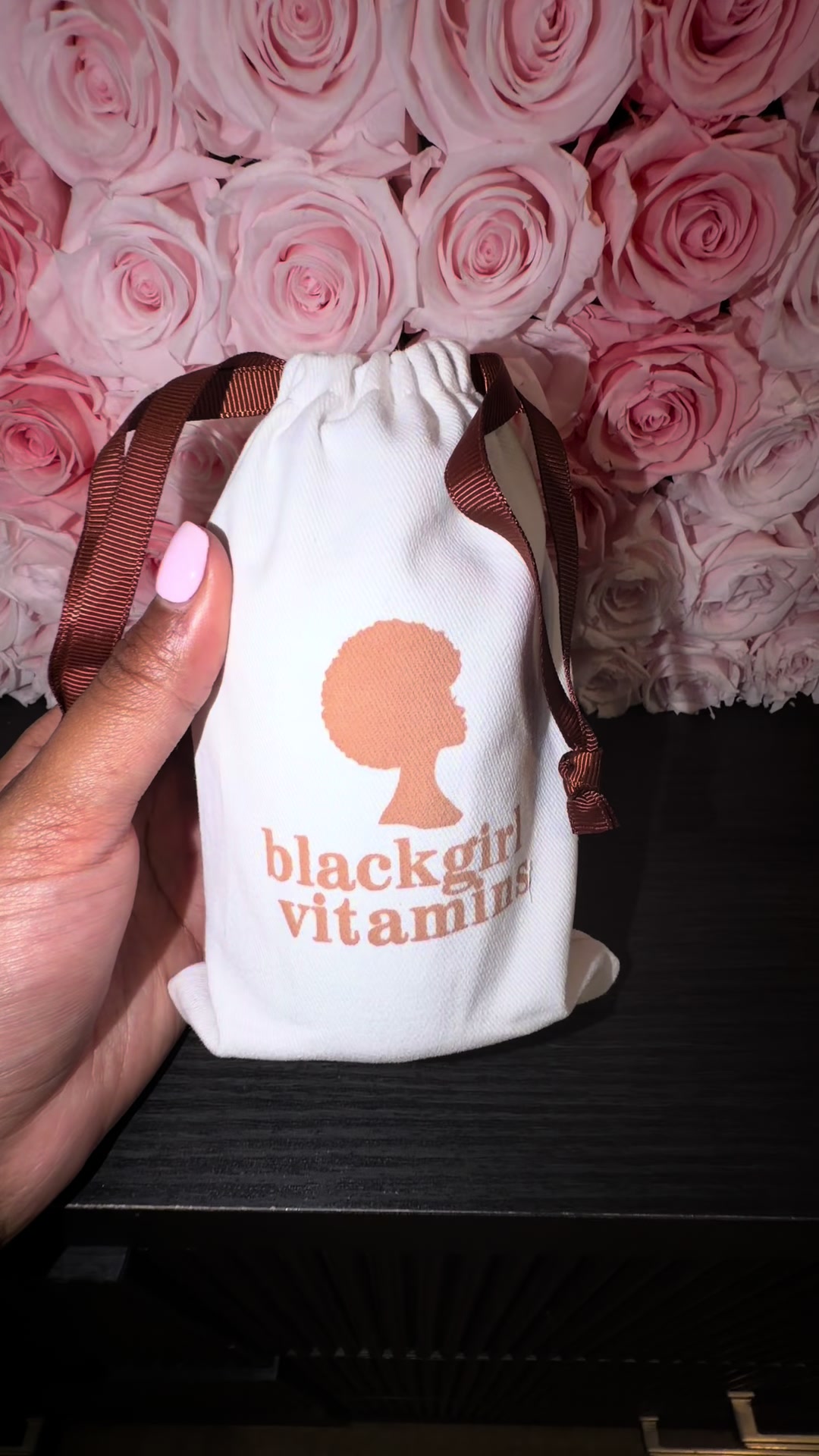 TikTok post by @kaecritch for Black Girl Vitamins. Caption reads: Excited to see how these work for me on this....