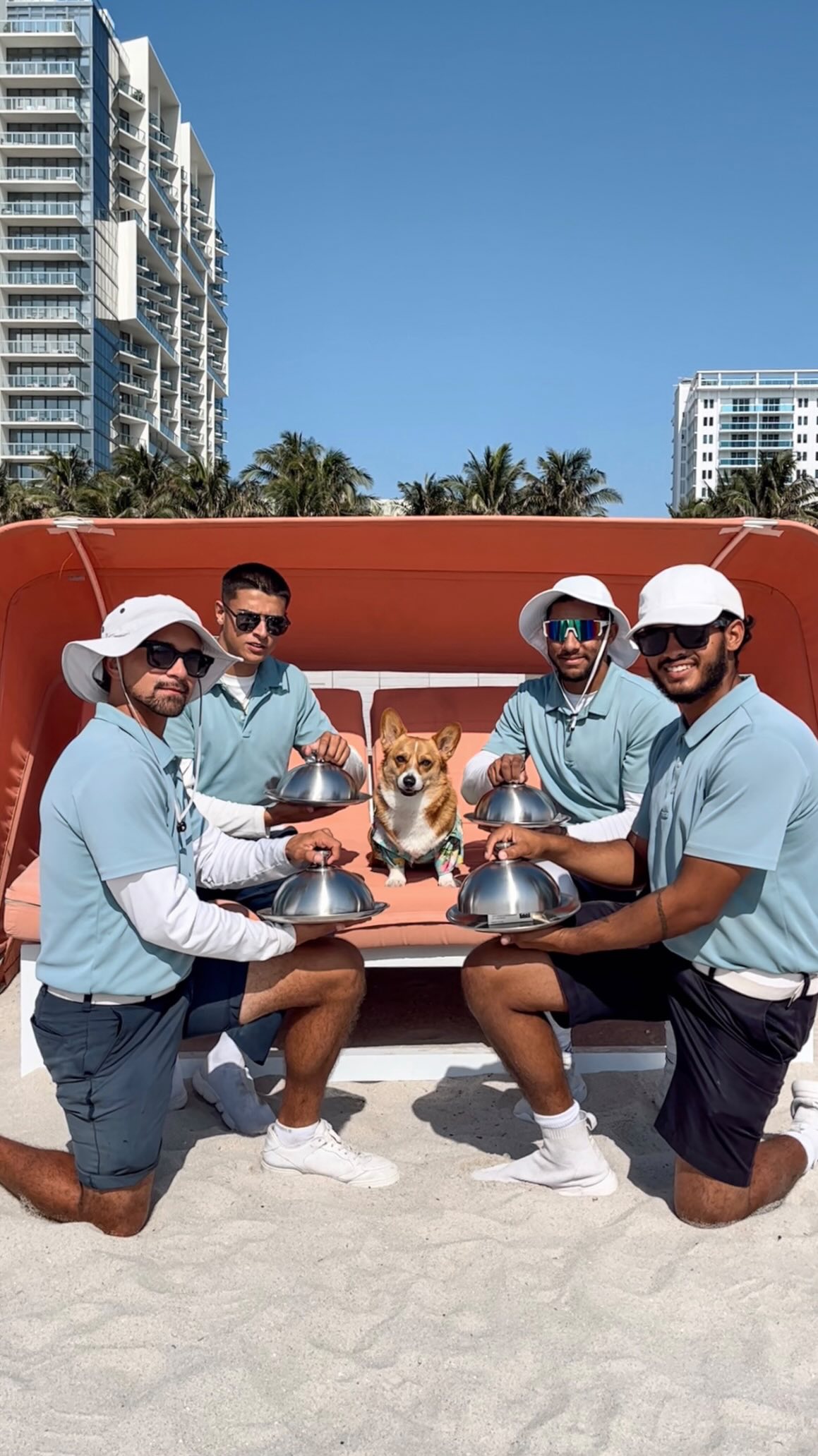 Instagram post by @worldwide_winston for JustFoodForDogs. Caption reads: Who thinks Winston’s Beach Butlers need a pay....