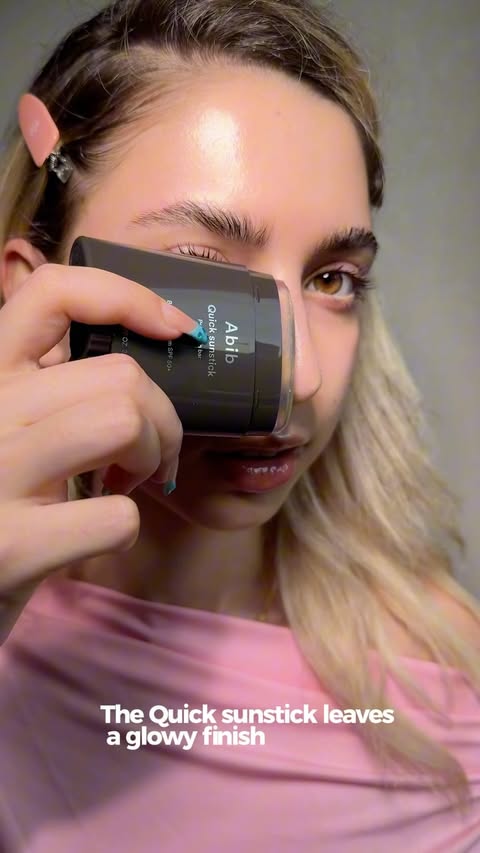 Instagram post by @sallykortava for Abib Cosmetics. Caption reads: #CapCut Matte or Glowy? Using the Quick & Airy....