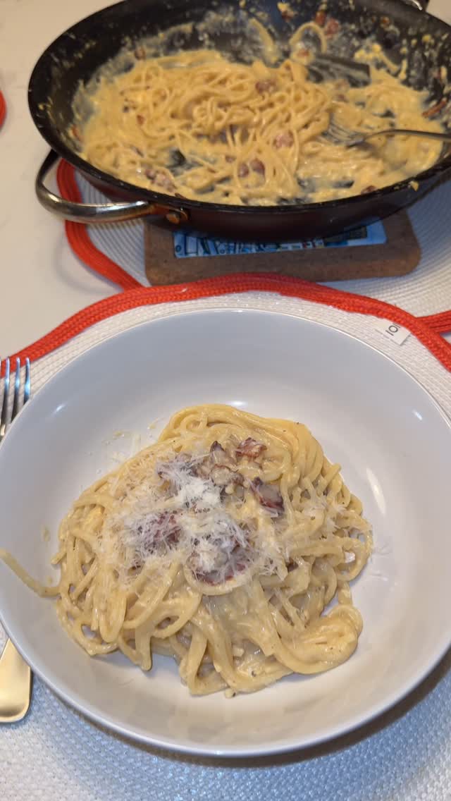 Instagram post by @brookewarne for Barilla. Caption reads: Cook with Brooke! Let’s make Spaghetti Carbonara....