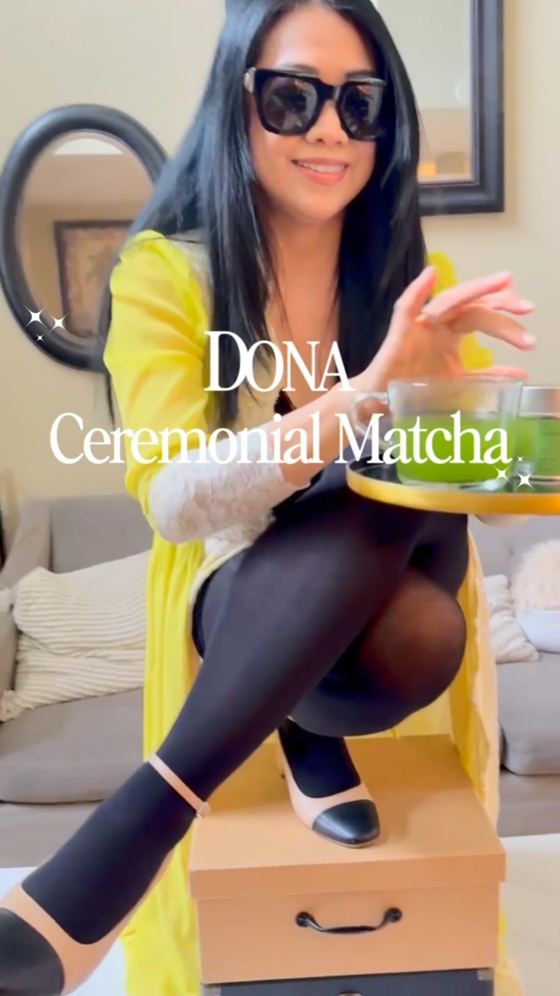 Instagram post by @hafachamorita for Dona. Caption reads: Matcha tea that’s perfectly well balanced with....