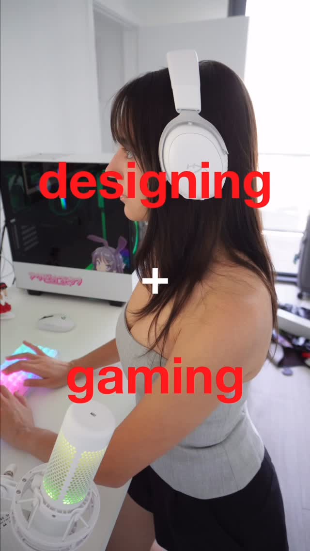 Instagram post by @kellybadakdesign for HyperX. Caption reads: New addition to my workspace with @hyperx :3 🎧....