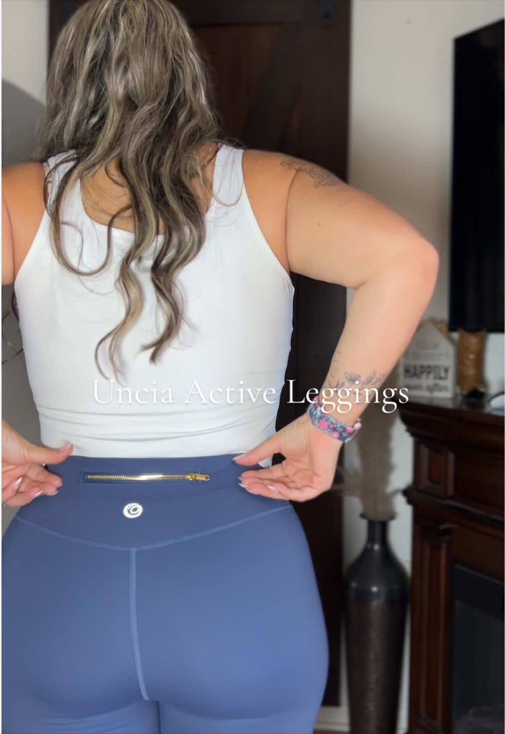 TikTok post by @iamcynthiag for UnciaActive Local Warehouse. Caption reads: [...] Pocket Flare Leggings from @UnciaActive....