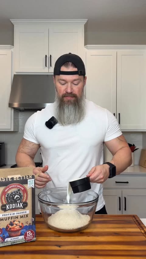 Instagram post by @zachcoen for Kodiak Cakes. Caption reads: [...] this Blueberry Muffin Mix at @target....