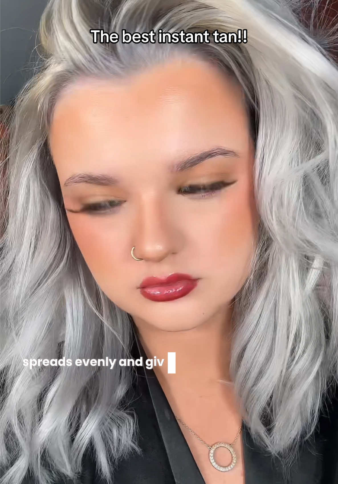 TikTok post by @charliedarbyyatesxo for bBold Tan. Caption reads: The instant tan that gives unreal results !!!....