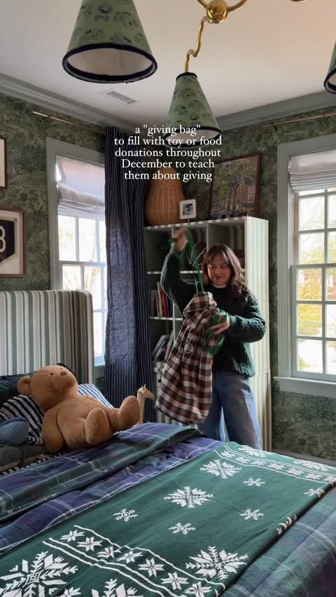 Instagram post by @prettyinthepines for The Company Store. Caption reads: A few traditions I’d love to do with my kids now....