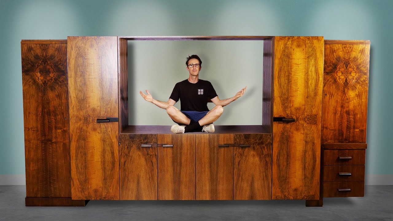 YouTube post by @shaunboydmadethis for TotalBoat. Caption reads: Restoring and Modifying a Vintage TV Cabinet.