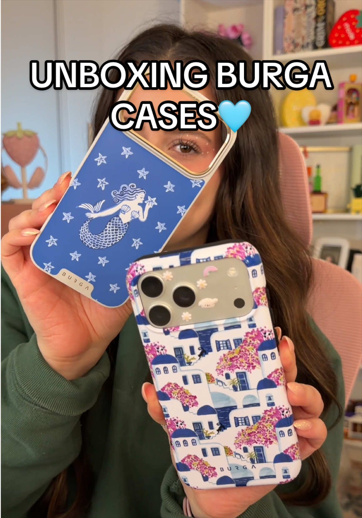 TikTok post by @heillyraices for BURGA. Caption reads: [...] made it onto my phone💫🩵 and @BURGA made me....