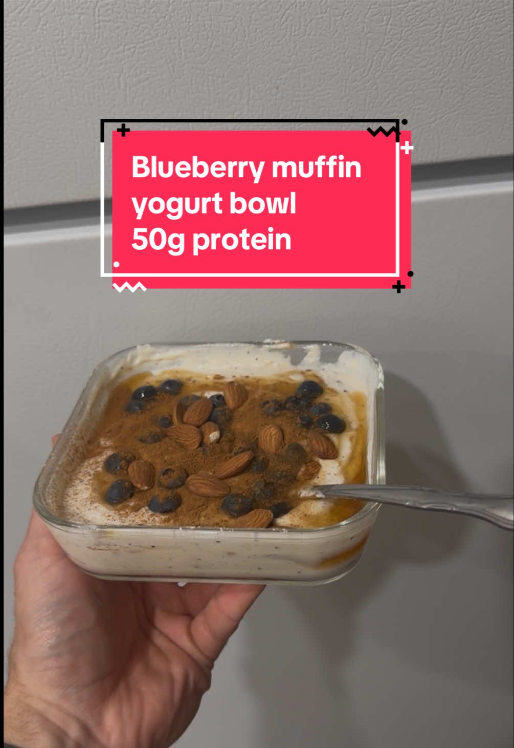 TikTok post by @mansour_abdoo for RYSE Supplements. Caption reads: Replying to @mtriolo__ Bluberry muffin yogurt bowl....