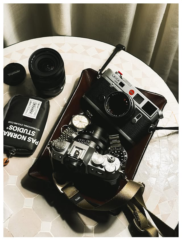 Instagram post by @smnstr_ for Leica Camera. Caption reads: Foggy mornings in Carmel with the X-T50 📷....