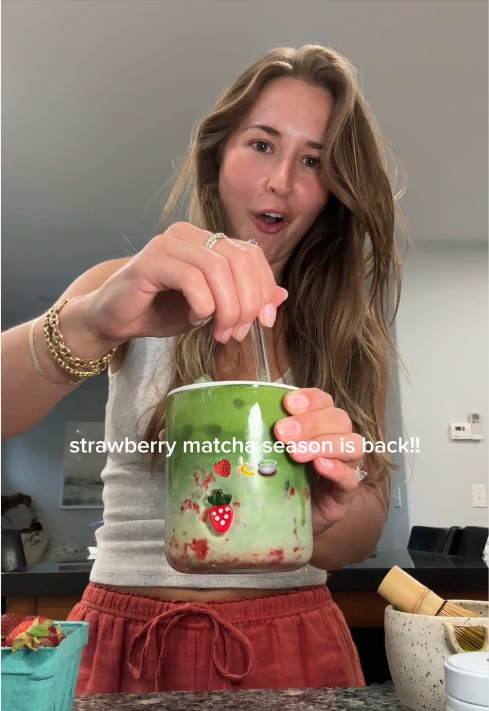 TikTok post by @autumnacord for Jade Leaf Matcha. Caption reads: [...] #jadeleaf #strawberrymatcha #Ad @Jade Leaf....