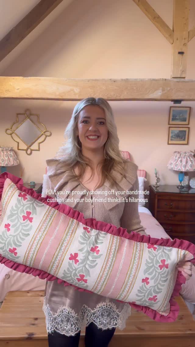 Instagram post by @thehayebarn for Linwood Fabric. Caption reads: My bf is so supportive, he laughs at my lovely....