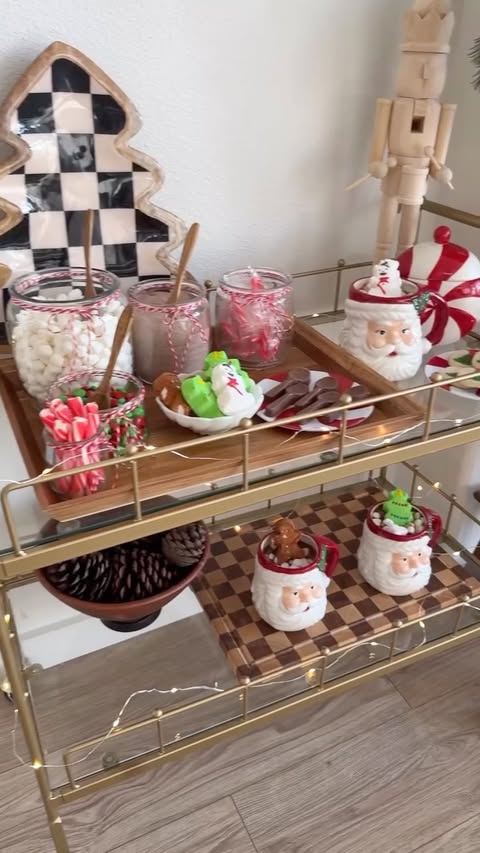 Instagram post by @kellitesta for Wayfair. Caption reads: #ad How cute is this hot cocoa bar for holiday....