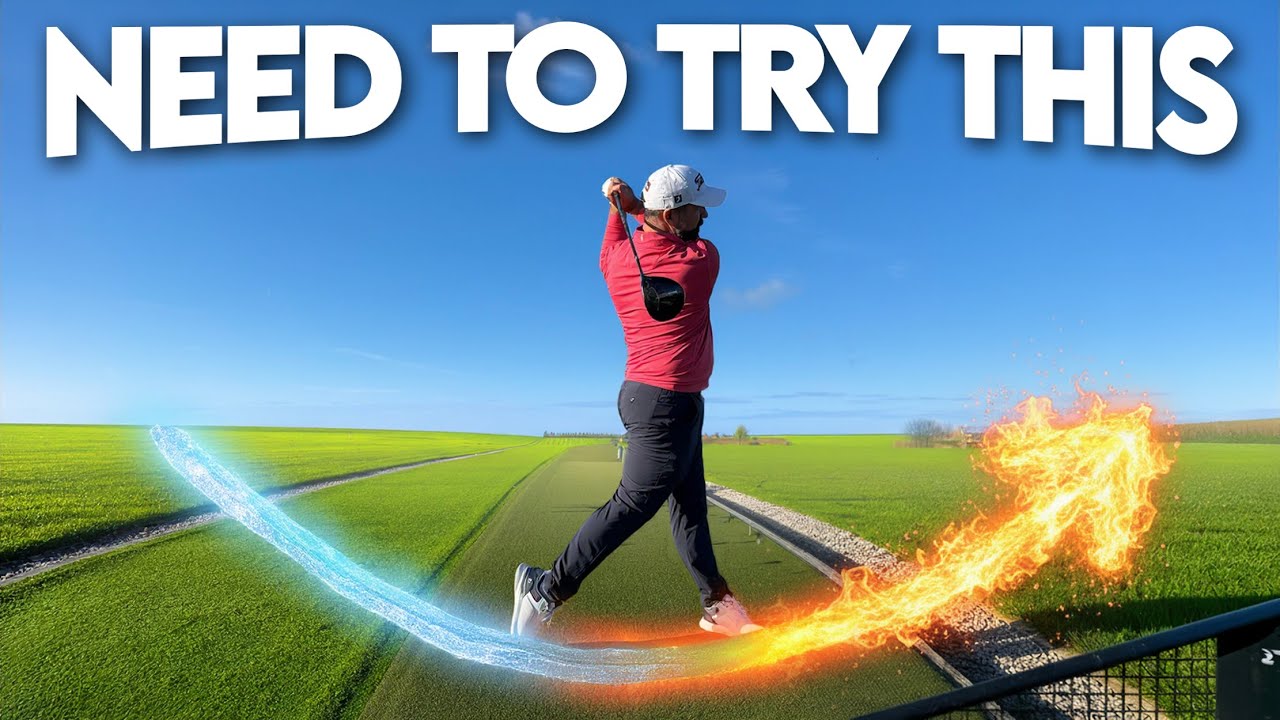 YouTube post by @swingquestgolf for HackMotion. Caption reads: Swing SLOWER but hit golf shots FASTER (hear me....