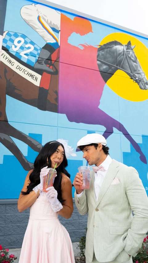 Instagram post by @alexarsantamaria for Dutch Bros Coffee. Caption reads: derby day powered by @dutchbroscoffee 🐎☕️....