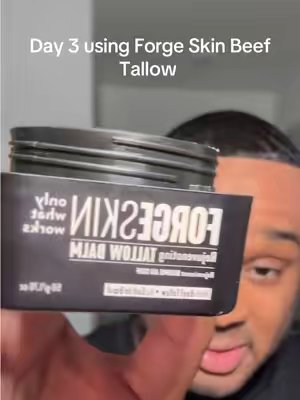 TikTok post by @drepsalms for Forge Skin. Caption reads: Day 3 using @FORGE MEN tallow! #tallowskincare....