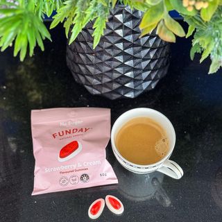 Instagram post by @mummacino for FUNDAY Natural Sweets. Caption reads: Who looks forward to an afternoon snack or treat?....