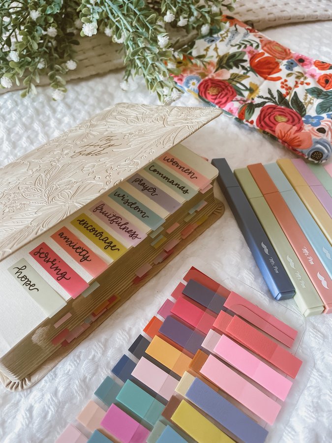 Instagram post by @prettylittlebibles for Mr. Pen. Caption reads: Here’s your sign to color code Bible verses 🕊️....