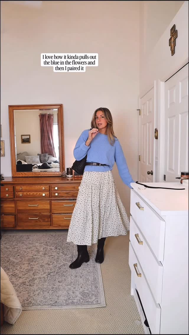 Instagram post by @oliviamariebliss for VertVie. Caption reads: Any other tips for styling summer dresses for fall....