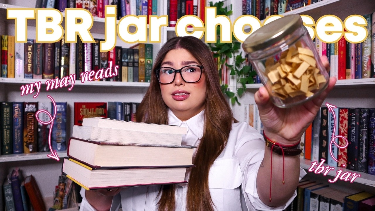 YouTube post by @MelReads for Ana Luísa Bolos e Doces. Caption reads: TBR prompt jar chooses my may reads! let's make a....